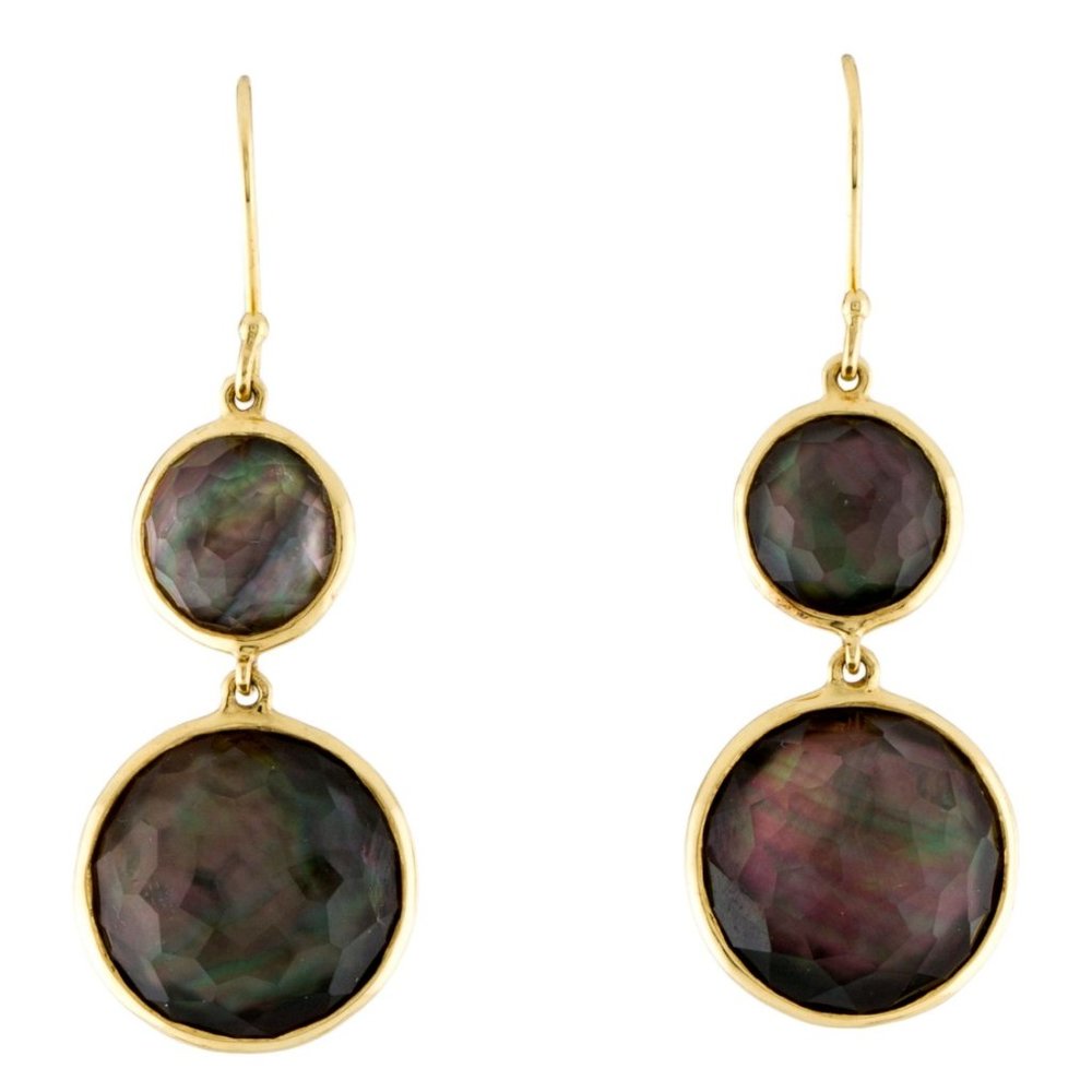 IPPOLITA 18K YELLOW GOLD MOTHER OF PEARL & QUARTZ DROP EARRINGS